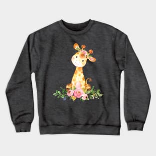 Cute Giraffe with Flowers Crewneck Sweatshirt